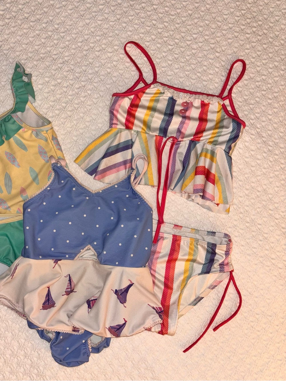 Swimsuit, bundle Girls 4 wildling Rainbow Striped SweetHoney sailboat oaks 2pc